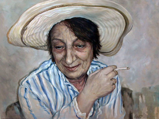 Sylvia Stratieva - Helen with a hat - Oil on canvas - 60x80