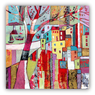village sur le roc - 60x60 vendu