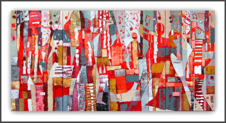 musique et danse - triptyque 160 x 80 - vendu