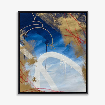 « Royal blue 2 » Acrylique, encre et pastel à l’huile sur lin 50x61 cm