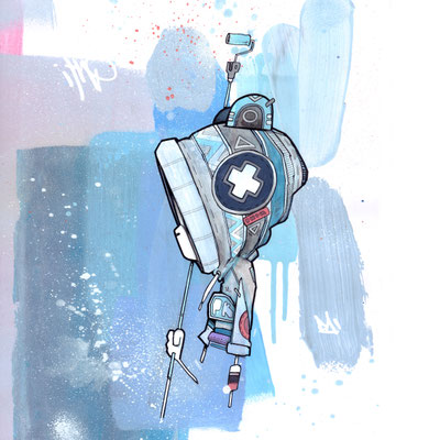  14-PANDAKROO - PUSHKA - 30X40 - Technique Mixte sur papier - 650€