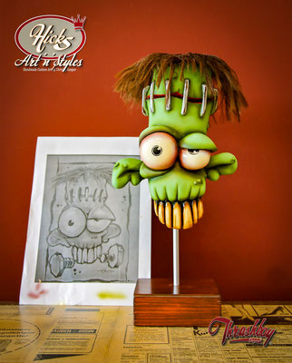 Freaky, handcarved out of styrofoam, handpainted, one of a kind, Drawing by Ben Mitchell (USA)