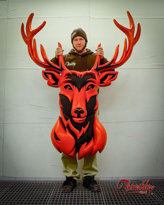 Jägermeister Logo, 1.80m Ø, hand carved, handpainted, for  the ACE CAFE LUZERN