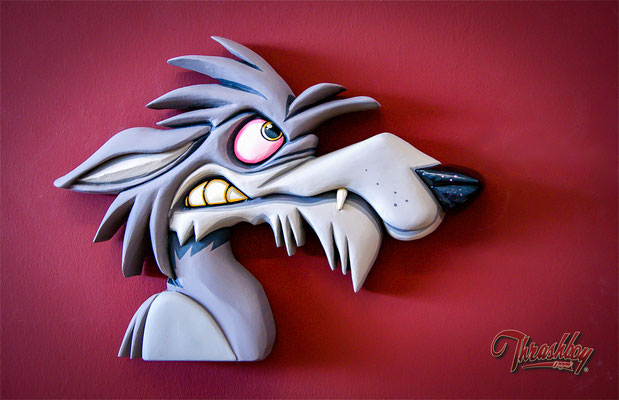Wall Hanger hyena, handcarved, handpainted, one of a kind