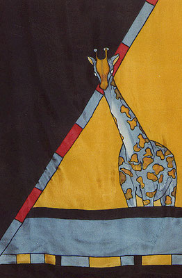 girafe (détail) - gandura soie 90X150cm