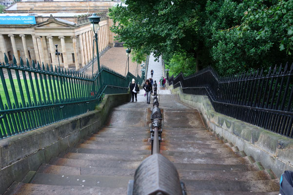 Steps further down