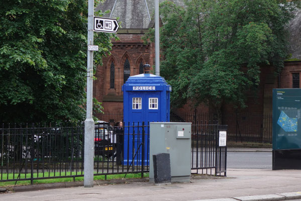 A TARDIS next to the Necropolis