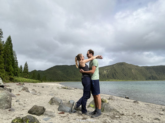 Voet van kratermeer Lagoa do Fogo