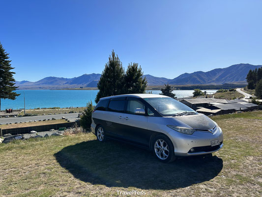 Kamperen aan Lake Tekapo