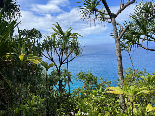 Mooi lichtblauw water aan de Nā Pali kust