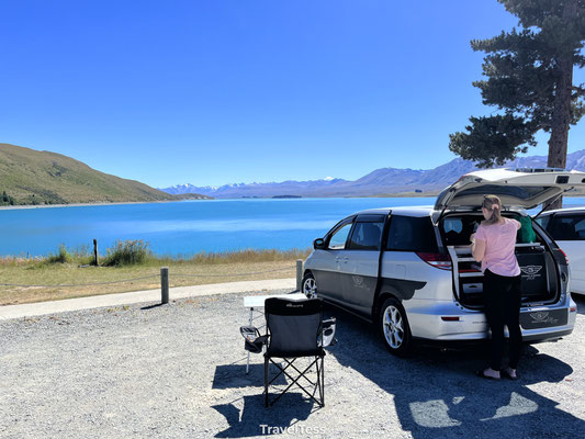 Kamperen aan Lake Tekapo
