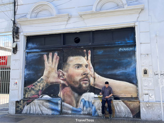 Muurschildering Messi