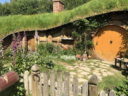 Hobbit huisje met gele deur