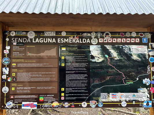 Kaart wandelroute naar Laguna Esmeralda