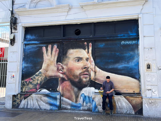 Muurschildering Messi