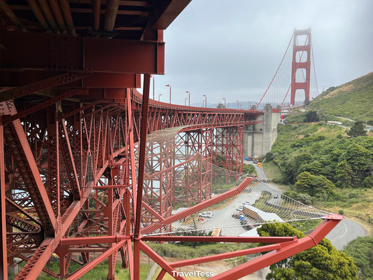 Onder de Golden Gate Bridge