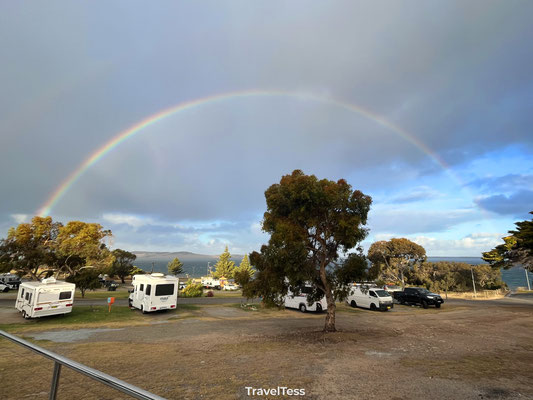 Regenboog op de camping
