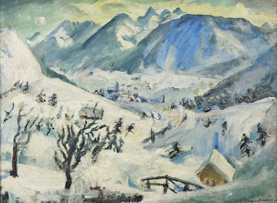 Dorf im Engadin mit Bernina (1924-1925)