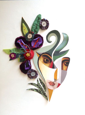 Femme feuille 30x40 cm