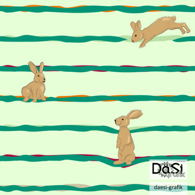 Rabbits and stripes - patterndesign by daesi-grafik