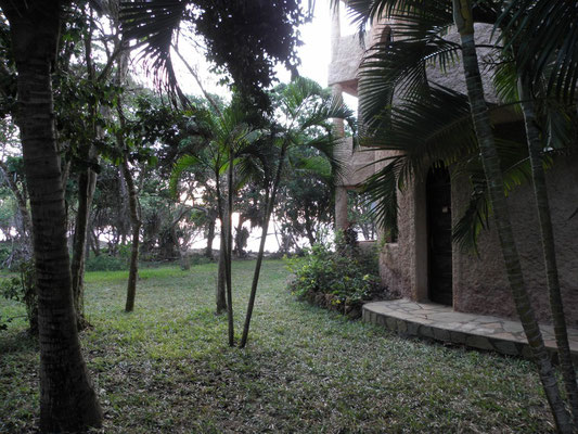 die bewusst wild gehaltene Hotelanlage auf Chale Island