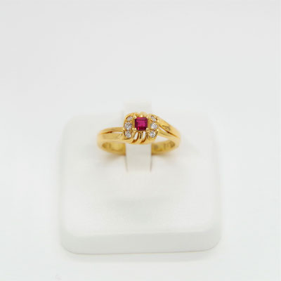 Ｋ１８ルビーダイヤ　ダイヤ０．１２ＣＴ　ルビー０．１７ＣＴ　リングサイズ約１１号