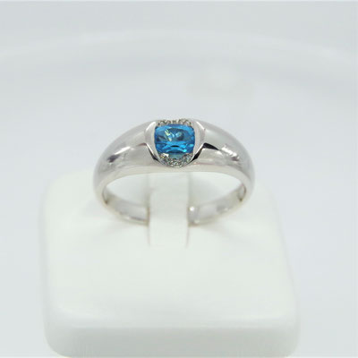 ＰＴブルートパーズダイヤ　ダイヤ０．０４ＣＴ　リングサイズ２３号