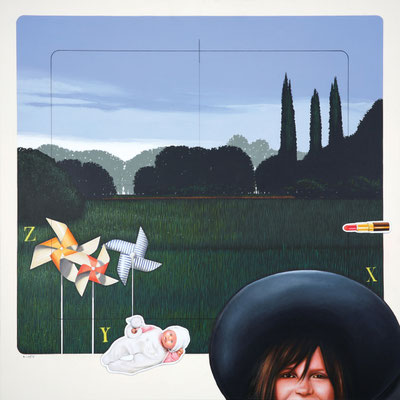 GIOCHI D'INFANZIA olio su tela cm 70 x 70