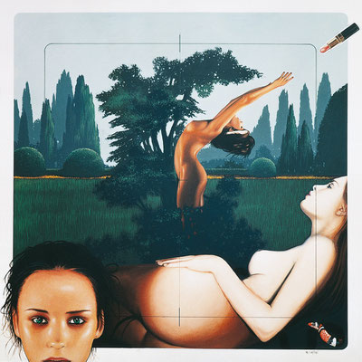 QUEL MAGNIFICO GIARDINO DI... olio su tavola cm 70 x 70