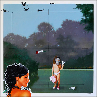 (E)MIGRAZIONE n. 1 olio su tavola cm 70 x 70
