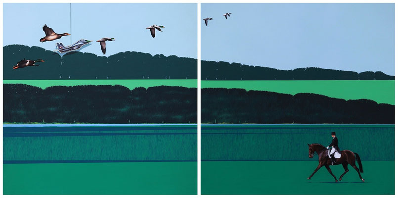 QUIET ZONE (IL CAVALIERE) olio su tela cm 80 x 80 x 2