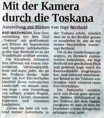 Artikel zur Ausstellung Toskana