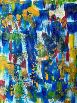 20/2020, Wiese in blau, Acryl, 30x30, Zeichenkarton