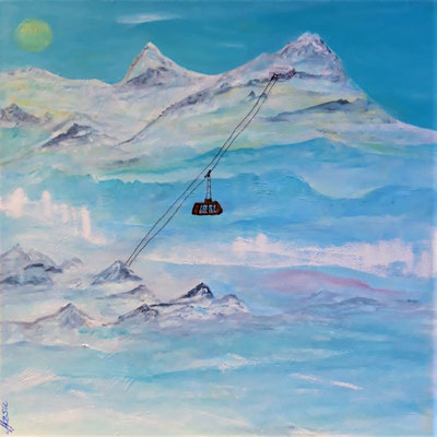 Bild Nr. 351, Format 40/40, Bergausflug, Preis Fr. 280.00, in Ausstellung Hotel Schweizerhof, Sils-Maria