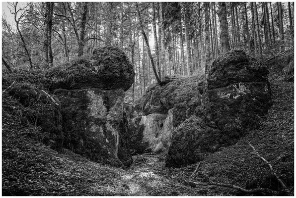 Felsenschlucht Felsentäle bei Meßkirch s/w 2040