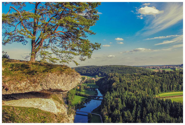 Teufelslochfelsen mit Blick auf die Donau und Burgruine Dietfurt 4279