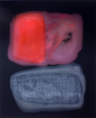 ROTER SCHATTEN / Tempera auf schwarzem Stoff / 170 x 140 cm / 2014