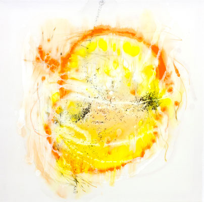 WEISSE RUNDE / Tempera auf Seide / 100 x 100 cm / 2015