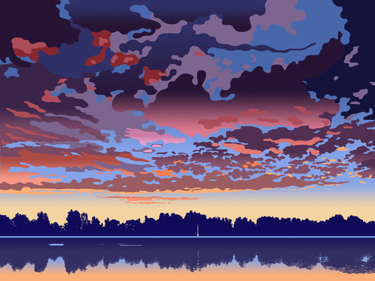 Abend am Kanal I digitale Grafik I 2017