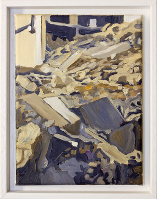 Ruinen, 24 x 18 cm, Öl auf Digitaldruck auf LW, Rahmen, 2018