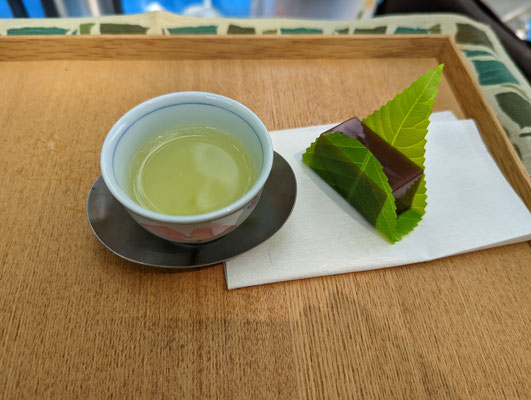 新茶（川根茶）とお手製の水ようかん