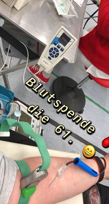 Blutspende - schon 61 mal (Stand 02/2021)