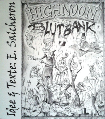 Highnoon in da Blutbank: Cover und 3 Illustrationen zu Salcherons Entenkrimi (2011/2012)