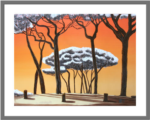 Pinien beim Sonnenuntergang/ 60 x 80 cm Acryl auf Hartfaserplatte Preis 180 €
