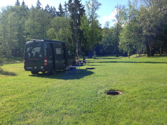 Morgens am Camping in Cesis