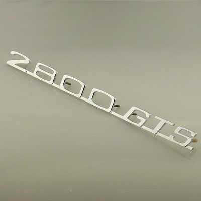 Anfertigung von Schriftzug für BMW 2800 GTS aus massivem Messing mit glänzend verchromter Oberfläche. - nachguss.de