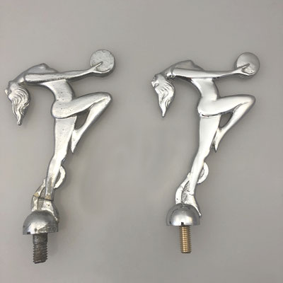 Repariertes Original und Nachguss von Kühlerfigur für Mascot. Echte Handarbeit aus massivem Messing mit glänzend verchromter Oberfläche. - nachguss.de