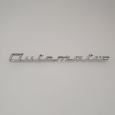 Nachguss von Schriftzug "automatic" aus Messing. Echte Handarbeit mit verchromter Oberfläche. - nachguss.de