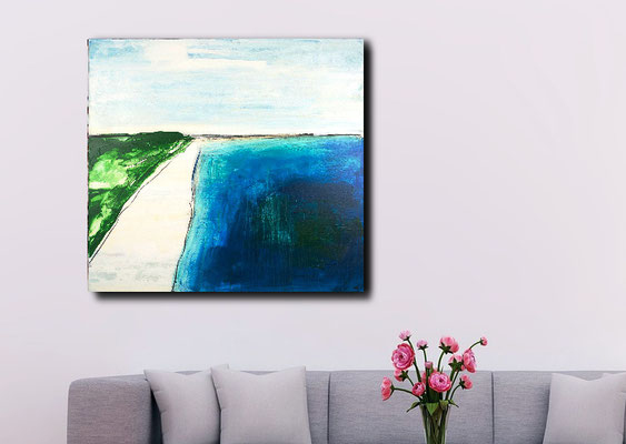 abstrakte Malerei blaue Landschaft