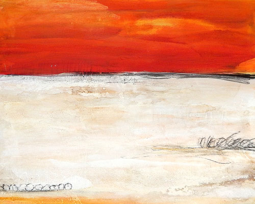 bild gemalt orange weiss